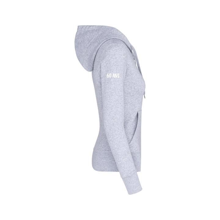 Sweat gris chiné avec un zip à personnaliser avec des photos, images et texte