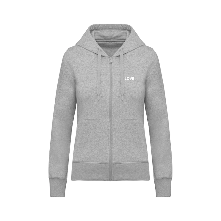 Sweat gris clair avec un zip à personnaliser selon vos envies, coupe femme