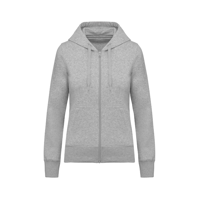 Sweat gris chiné avec un zip à personnaliser selon vos envies, coupe femme