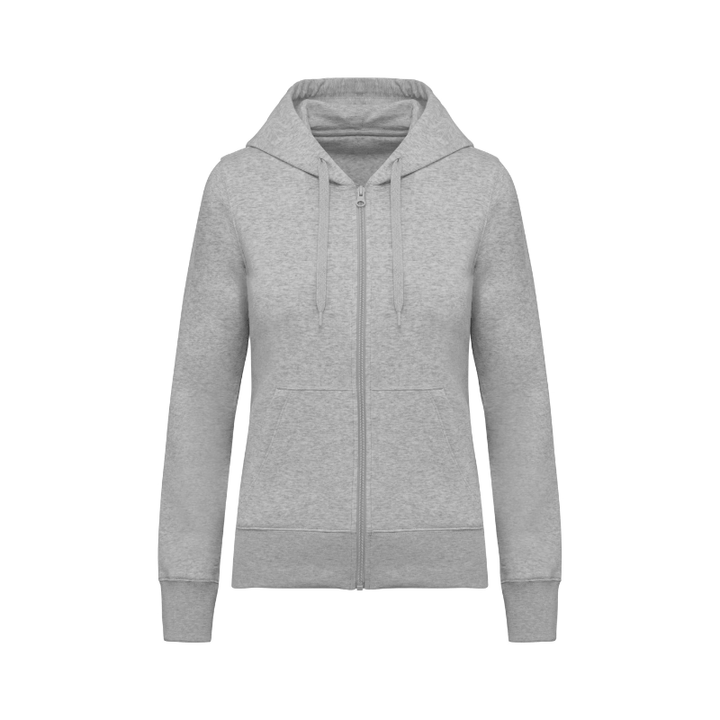 Sweat gris chiné avec un zip à personnaliser selon vos envies, coupe femme