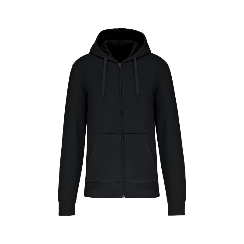 Sweat noir à capuche avec une fermeture éclair à personnaliser