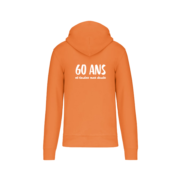 Sweat-shirt zippé orange personnalisé dans le dos, coupe homme