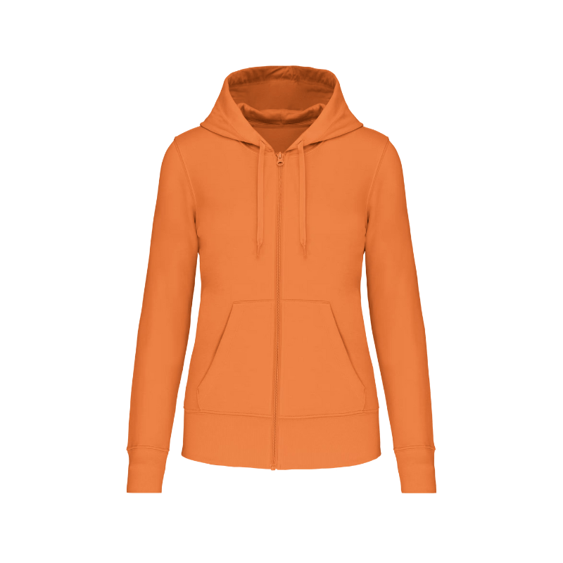 Sweat-shirt zippé orange à personnaliser, coupe femme