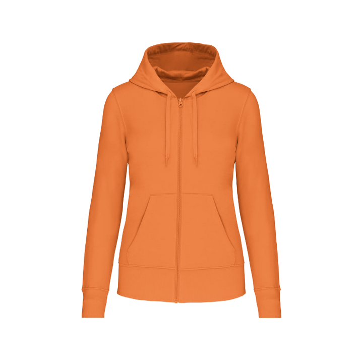 Sweat-shirt zippé orange à personnaliser, coupe femme