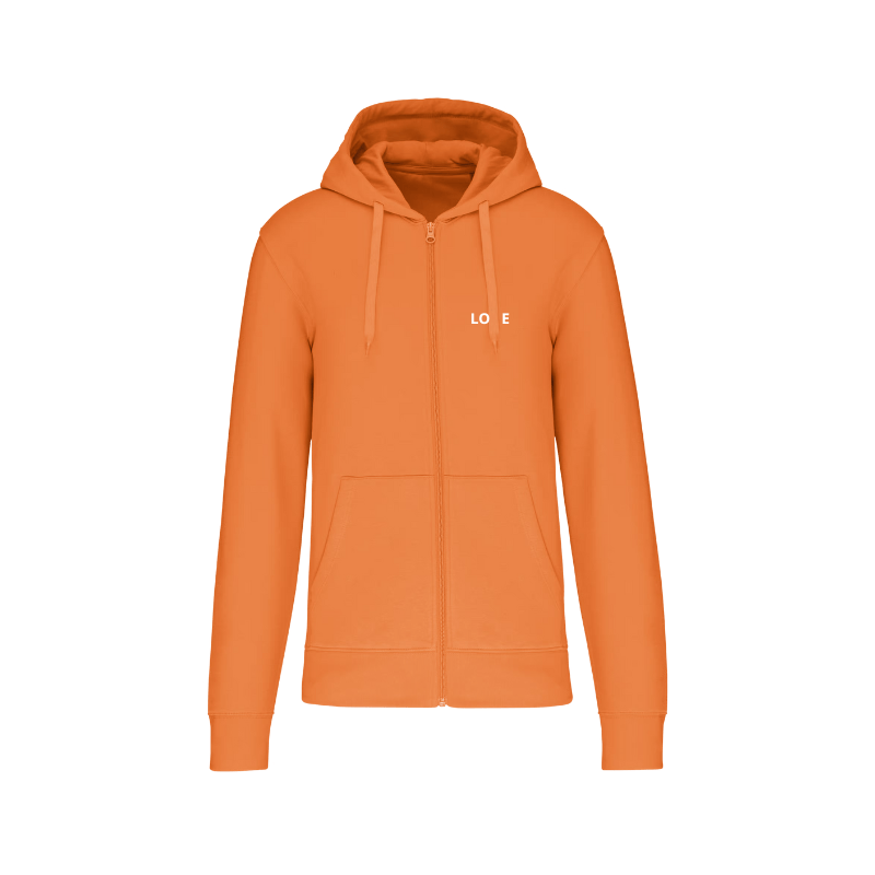 Sweat-shirt zippé orange à personnaliser dans notre atelier