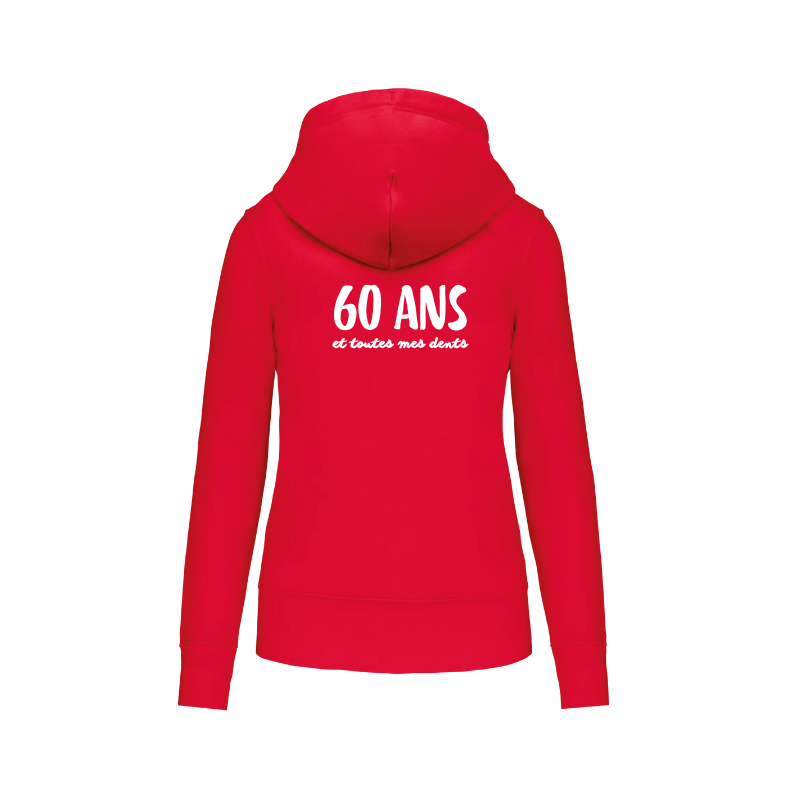 Sweat à capuche avec fermeture éclair rouge floqué dans le dos