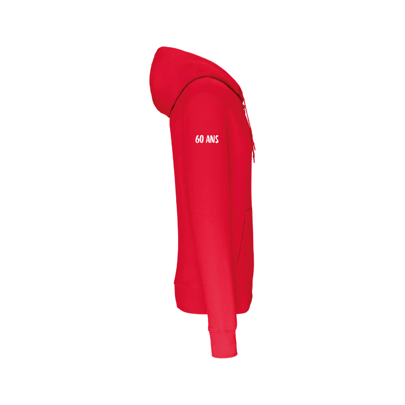 Sweat à capuche avec fermeture éclair rouge à personnaliser en sérigraphie
