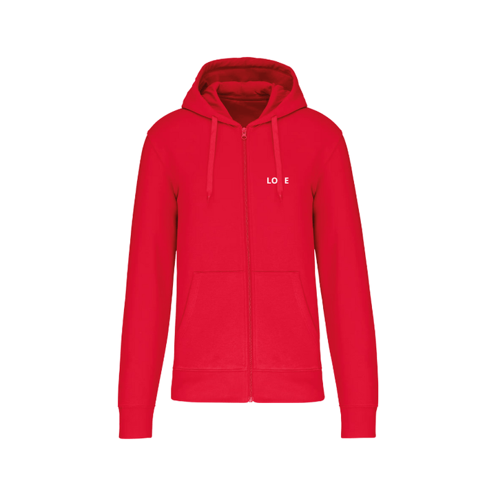 Sweat à capuche avec fermeture éclair rouge à personnaliser