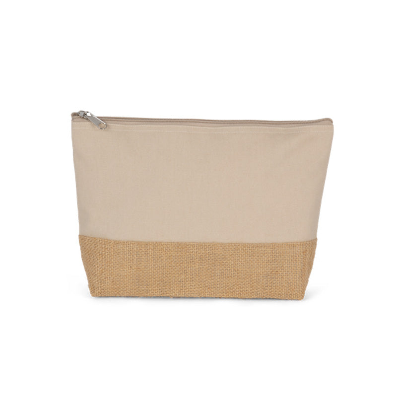 Trousse en jute beige personnalisable