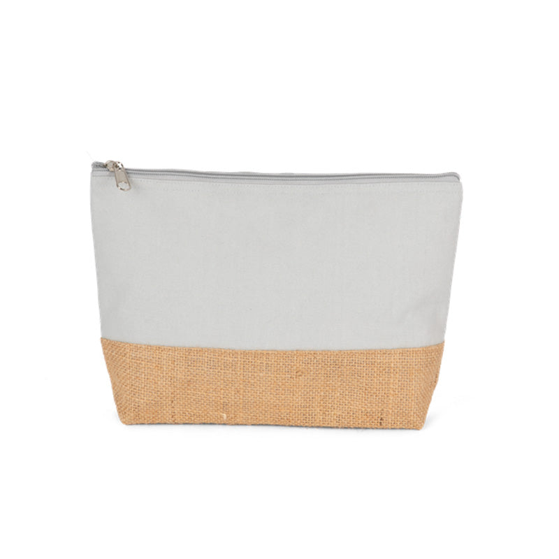 Trousse en jute gris personnalisable