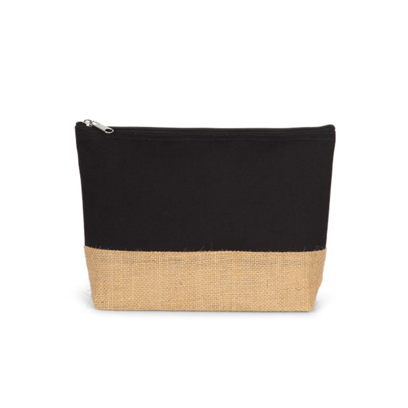 Trousse en jute noire personnalisable
