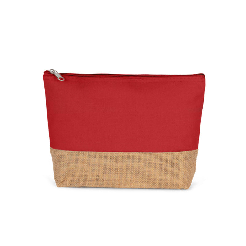 Trousse en jute rouge personnalisable