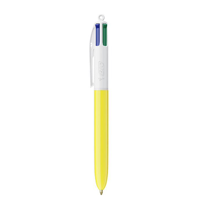 Stylo BIC® 4 couleurs blanc et jaune personnalisable