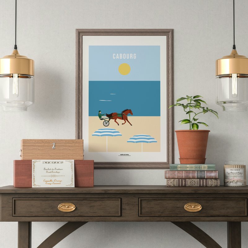 Affiche originale de Cabourg la mer et ses chevaux