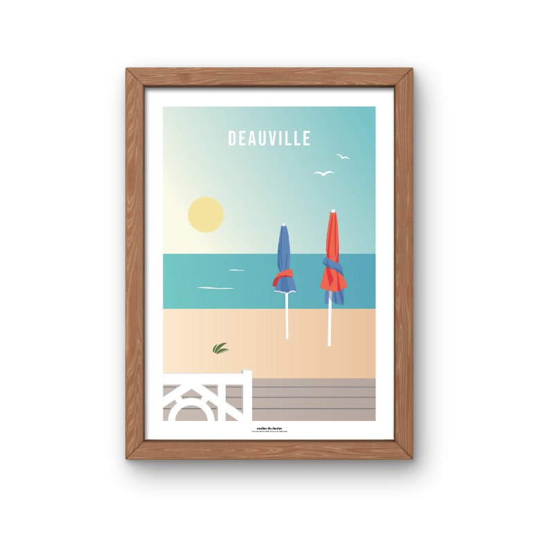 Affiche de Deauville ses planches et ses parasols