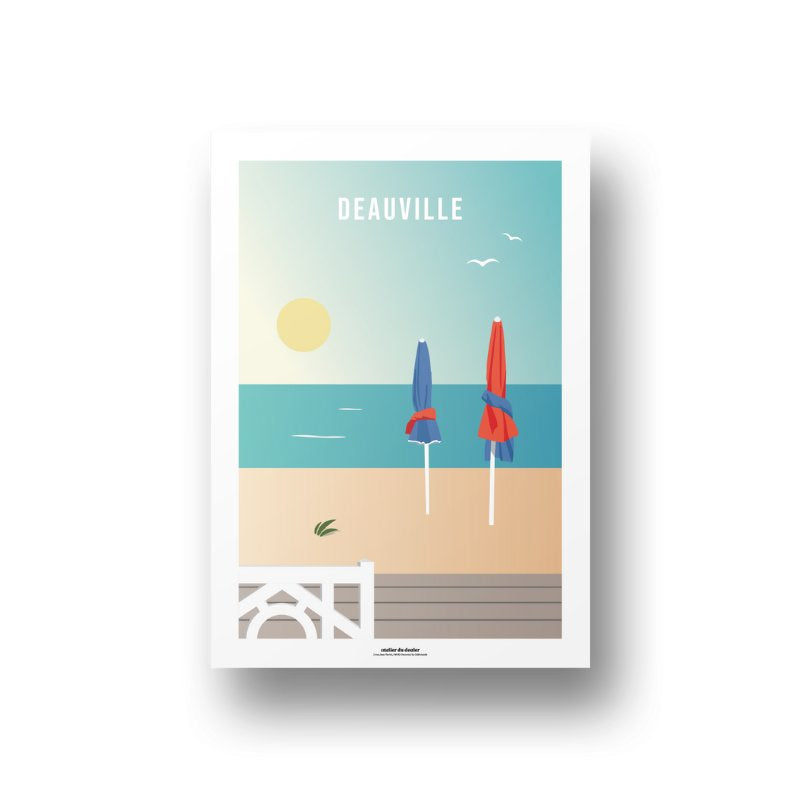 Pancarte de Deauville ses planches et ses parasols