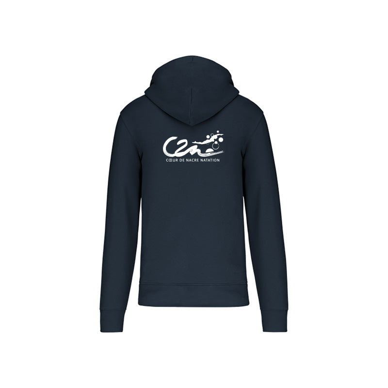 Dos du sweat-shirt zippé Coeur de Nacre Natation pour homme avec logo