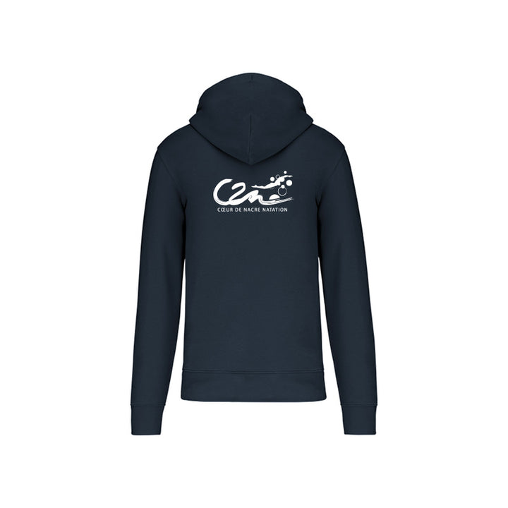 Dos du sweat-shirt zippé Coeur de Nacre Natation pour homme avec logo