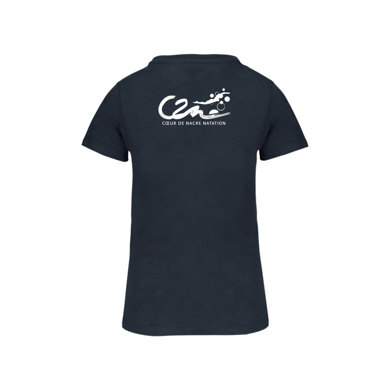 Dos du t-shirt à manches courtes Coeur de Nacre Natation pour femme avec logo