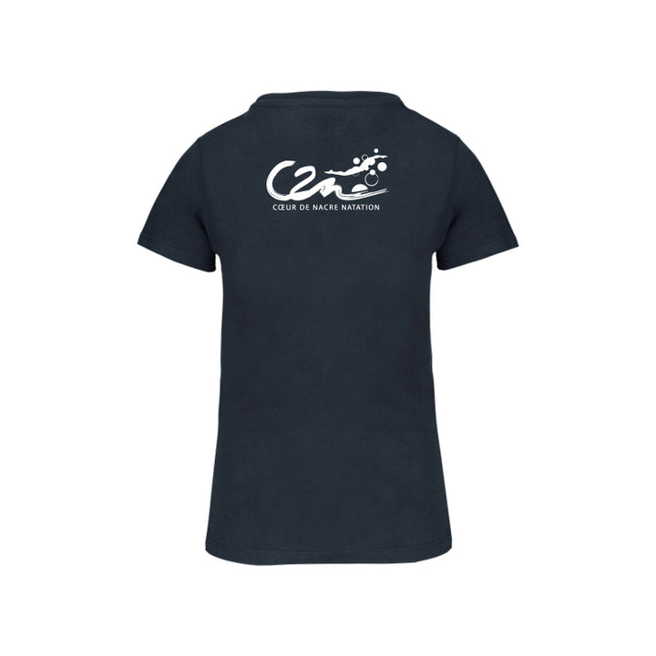 Dos du t-shirt à manches courtes Coeur de Nacre Natation pour femme avec logo