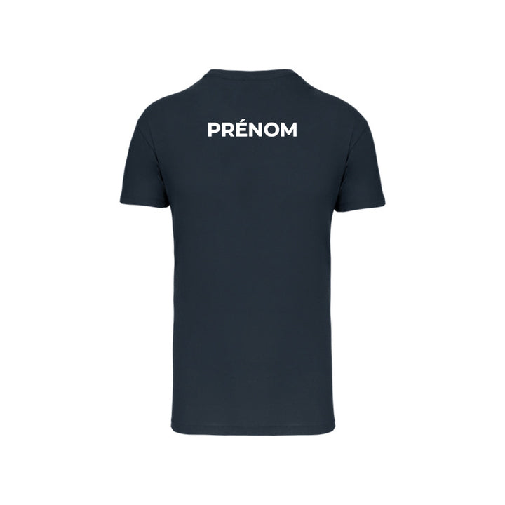 Dos du t-shirt à manches courtes Coeur de Nacre Natation pour homme avec prénom