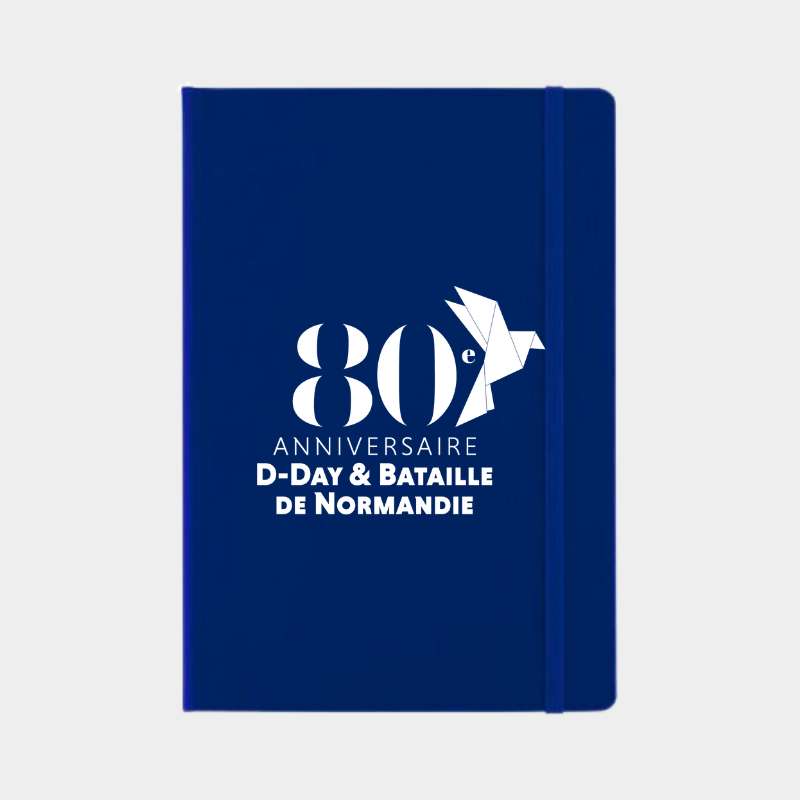 Carnet de notes bleu marine avec le logo officiel du 80ème anniversaire du Débarquement