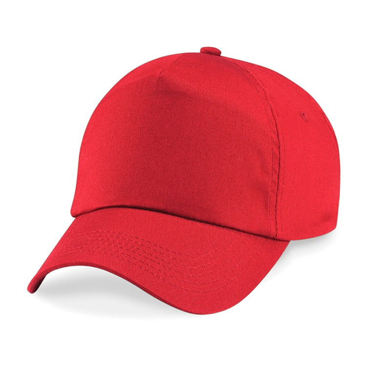 Casquette 5 panneaux face sans logo rouge