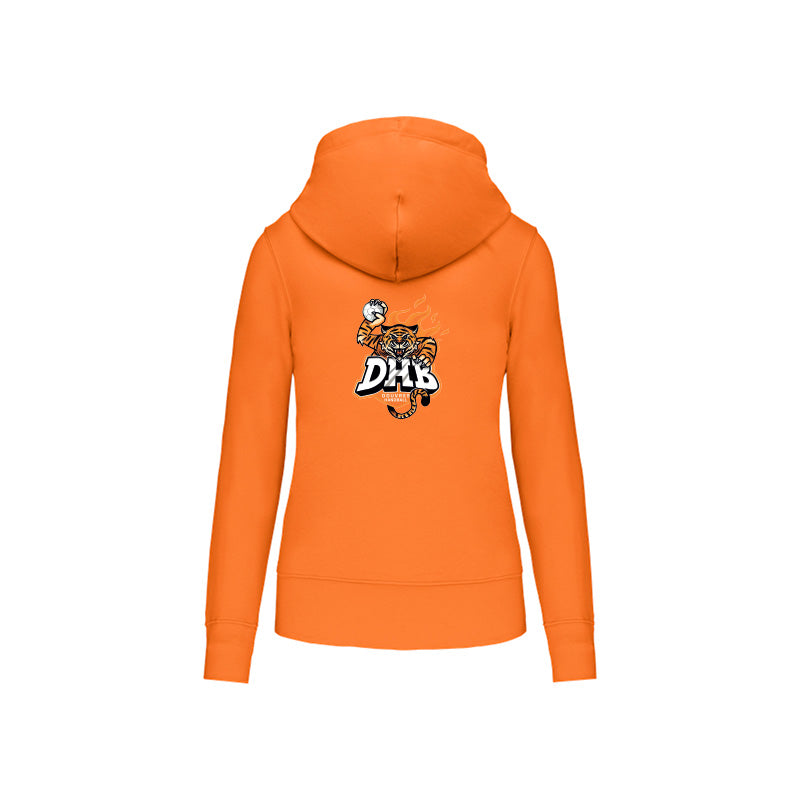 Dos du sweat-shirt à capuche Douvres HandBall Club pour femme avec logo