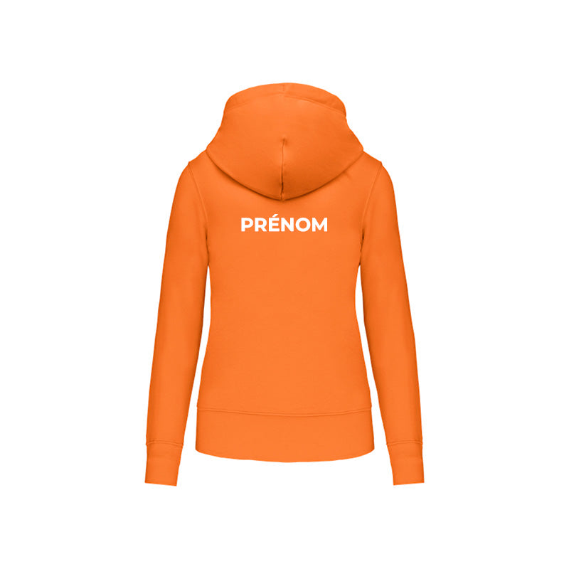 Dos du sweat-shirt à capuche Douvres HandBall Club pour femme avec prénom