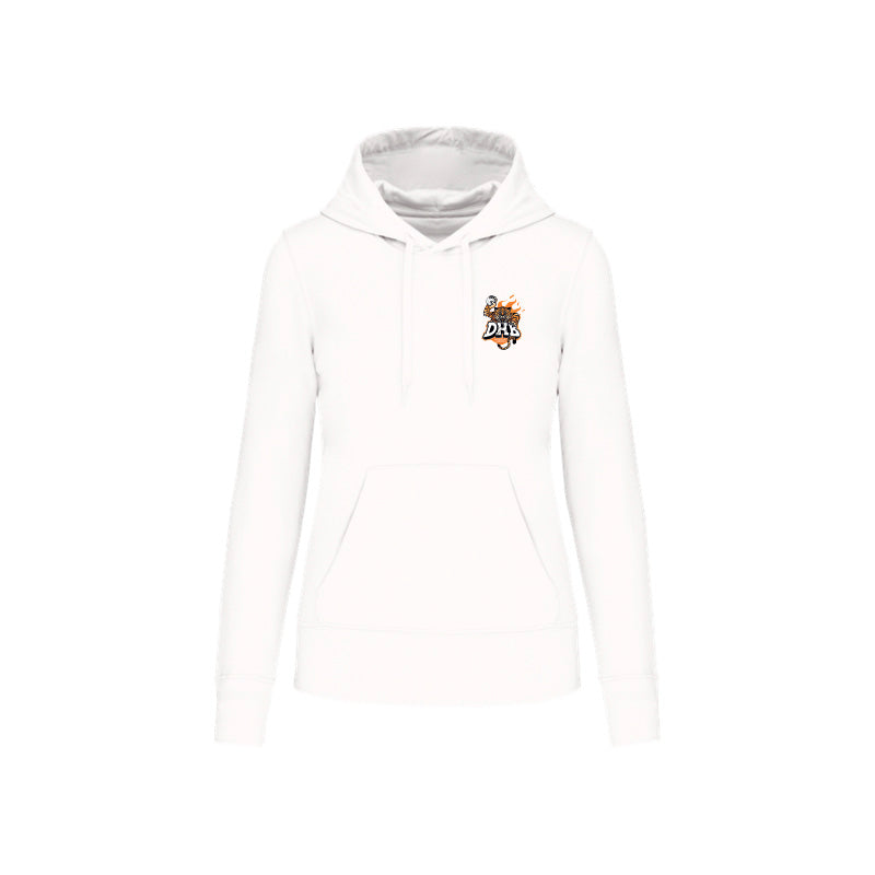 Sweat-shirt à capuche blanc Douvres HandBall Club pour femme