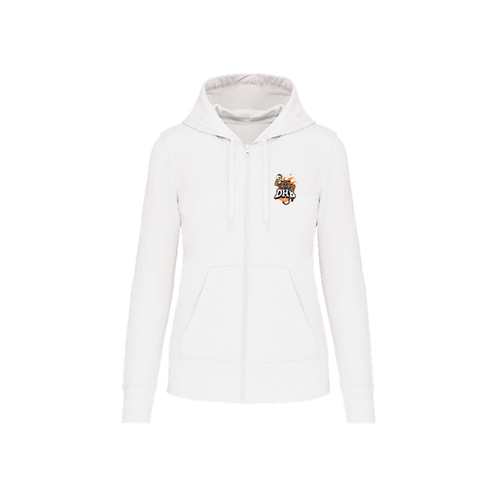 Sweat-shirt zippé blanc Douvres HandBall Club pour femme