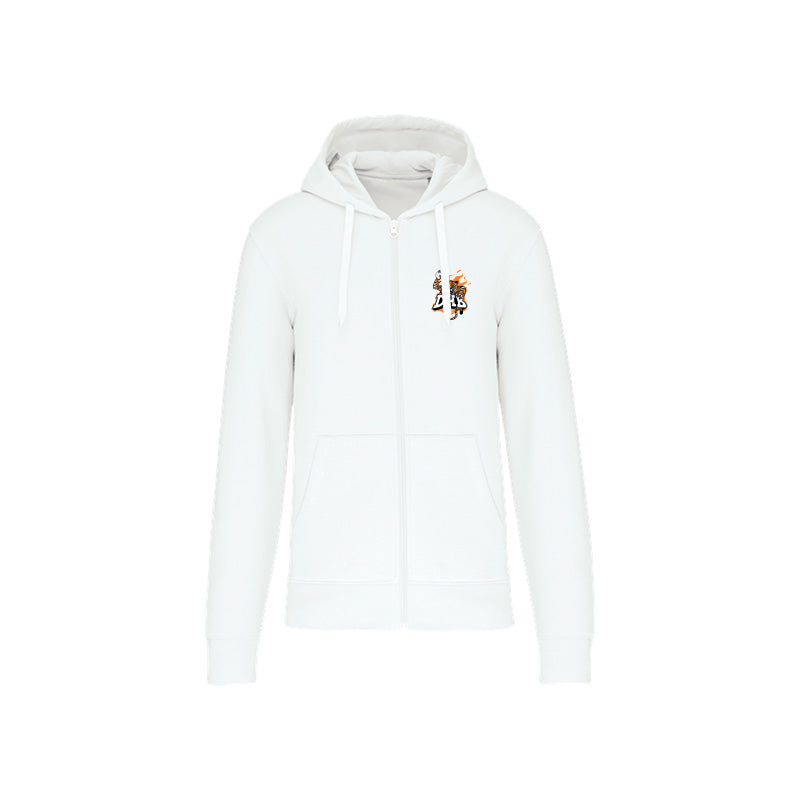Sweat-shirt zippé blanc Douvres HandBall Club pour homme