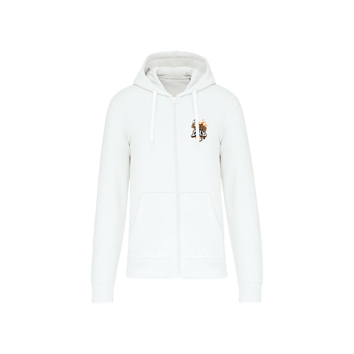 Sweat-shirt zippé blanc Douvres HandBall Club pour homme