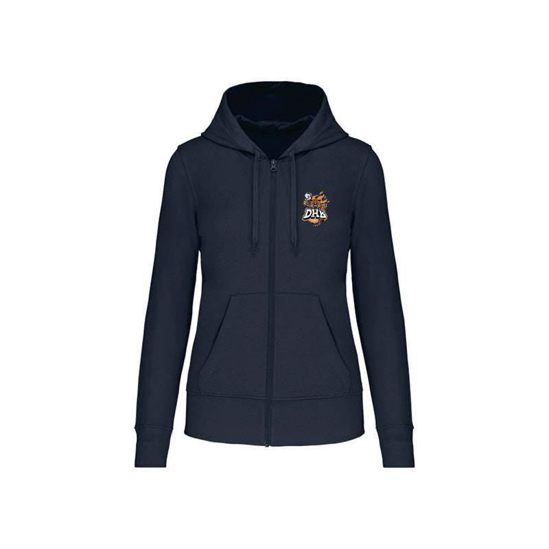 Sweat-shirt zippé bleu marine Douvres HandBall Club pour femme