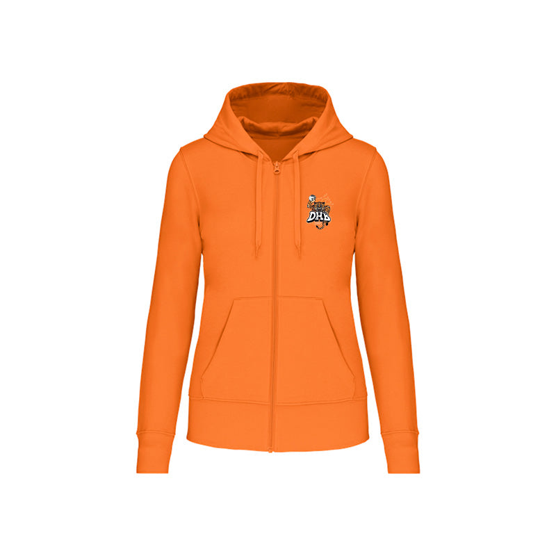 Sweat-shirt zippé orange Douvres HandBall Club pour femme