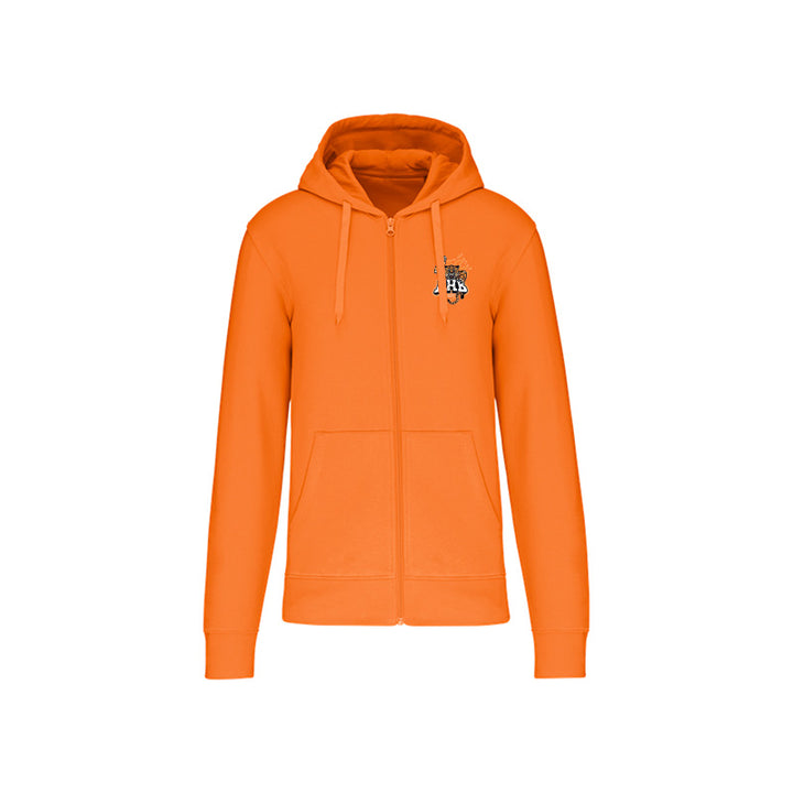 Sweat-shirt zippé orange Douvres HandBall Club pour homme