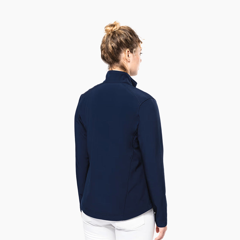 Dos de la veste softshell à manches longues personnalisée pour femme