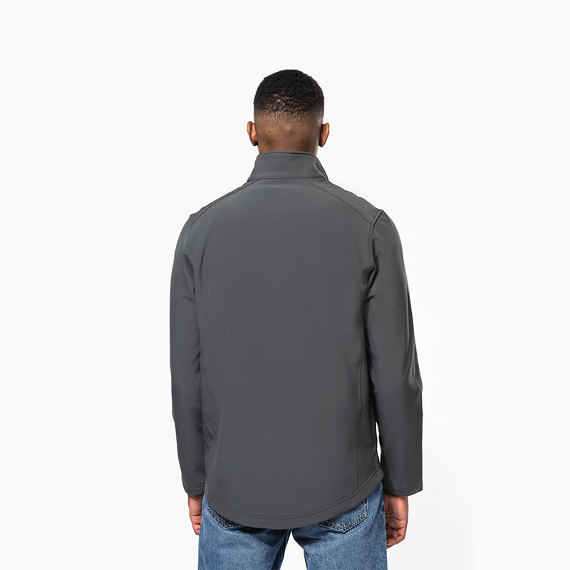 Dos de la veste softshell à manches longues personnalisée pour homme