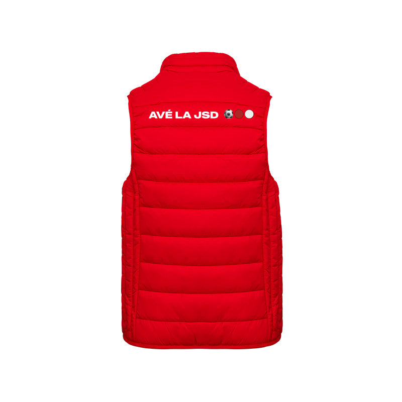 Dos de la doudoune sans manches JS Douvres pour enfant avec logo