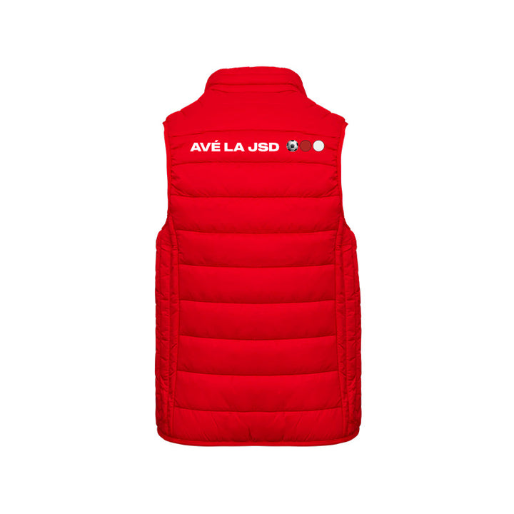 Dos de la doudoune sans manches JS Douvres pour enfant avec logo