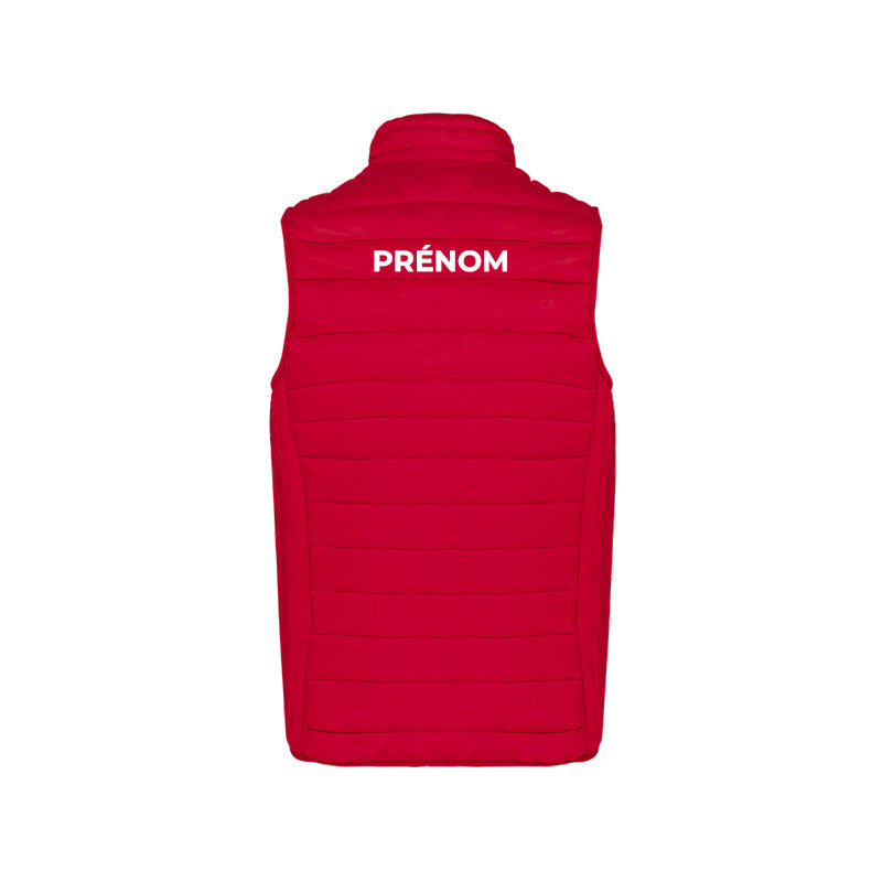Dos de la doudoune sans manches JS Douvres pour homme avec prénom
