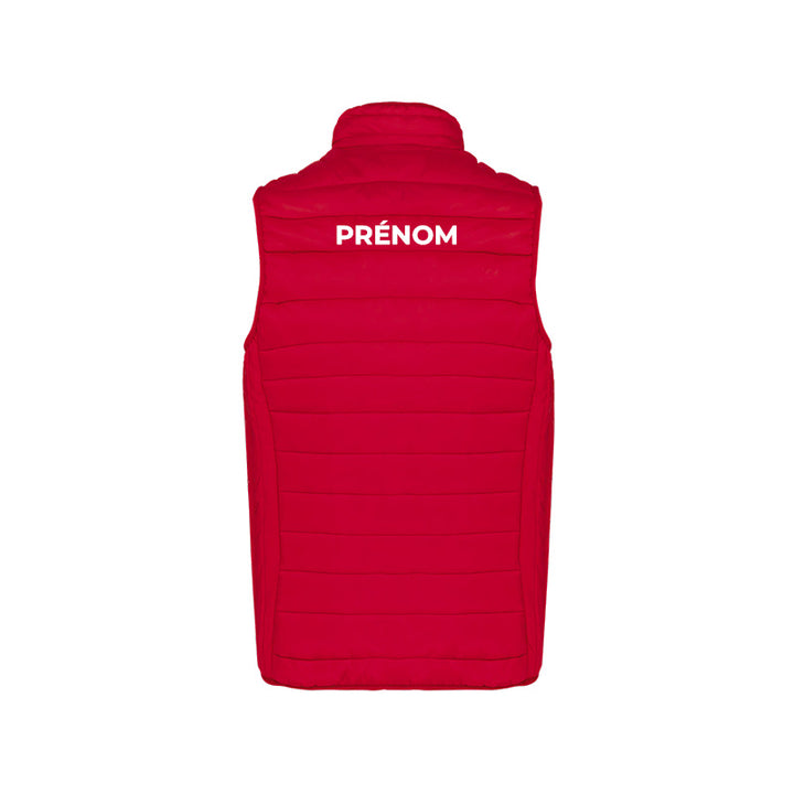 Dos de la doudoune sans manches JS Douvres pour homme avec prénom