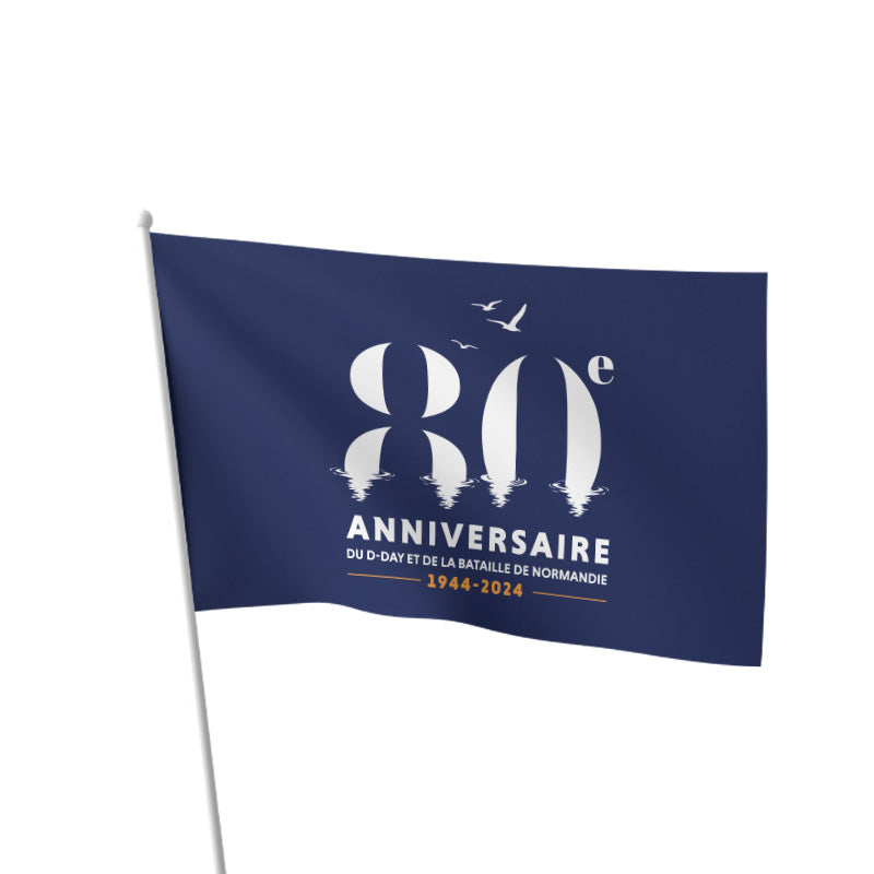 drapeau officiel 80 ans du débarquement miniature. drapeau bleu