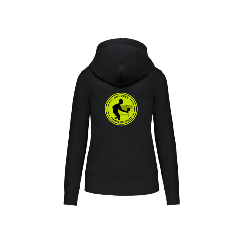 Dos du sweat-shirt zippé Douvres Tennis de Table pour femme avec logo