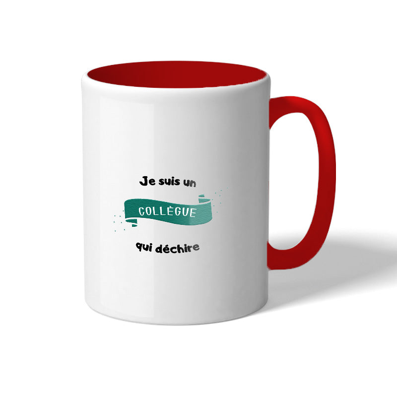 Mug blanc en céramique avec intérieur de couleur rouge Secret Santa