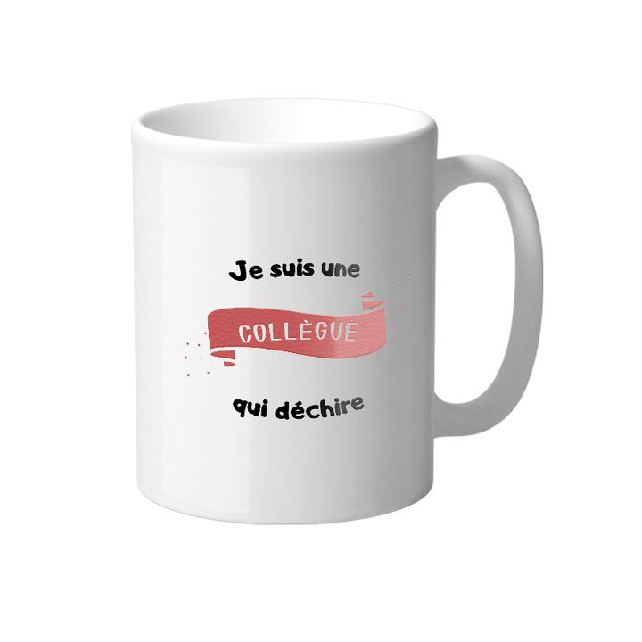 Mug blanc avec des designs colorés et humoristiques