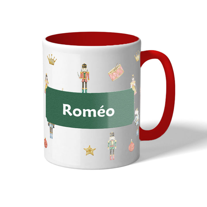 Mug blanc en céramique avec intérieur de couleur rouge Secret Santa