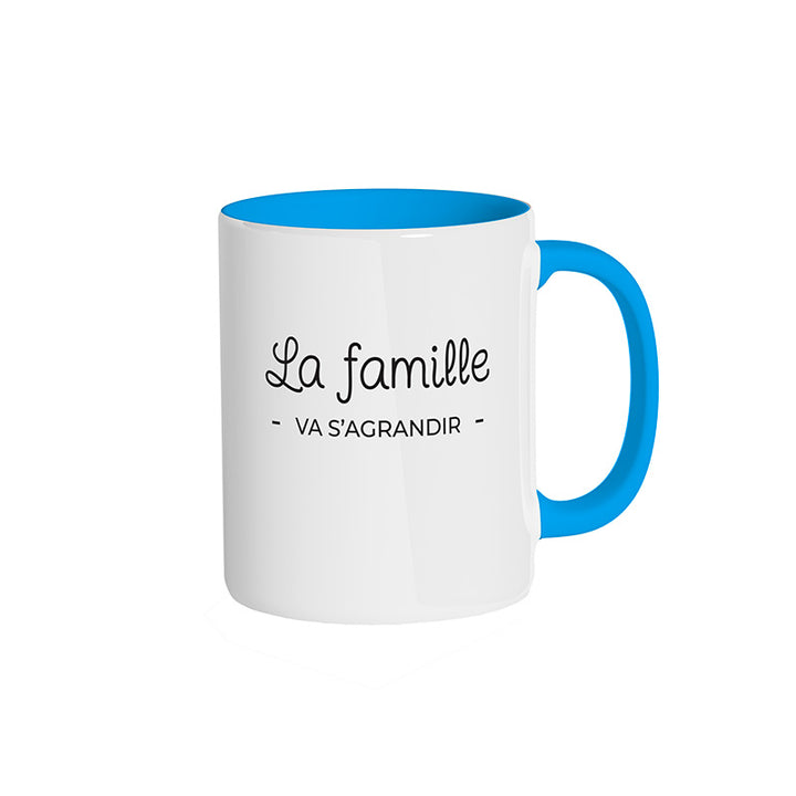 Mug bleu ciel "La famille va s'agrandir"