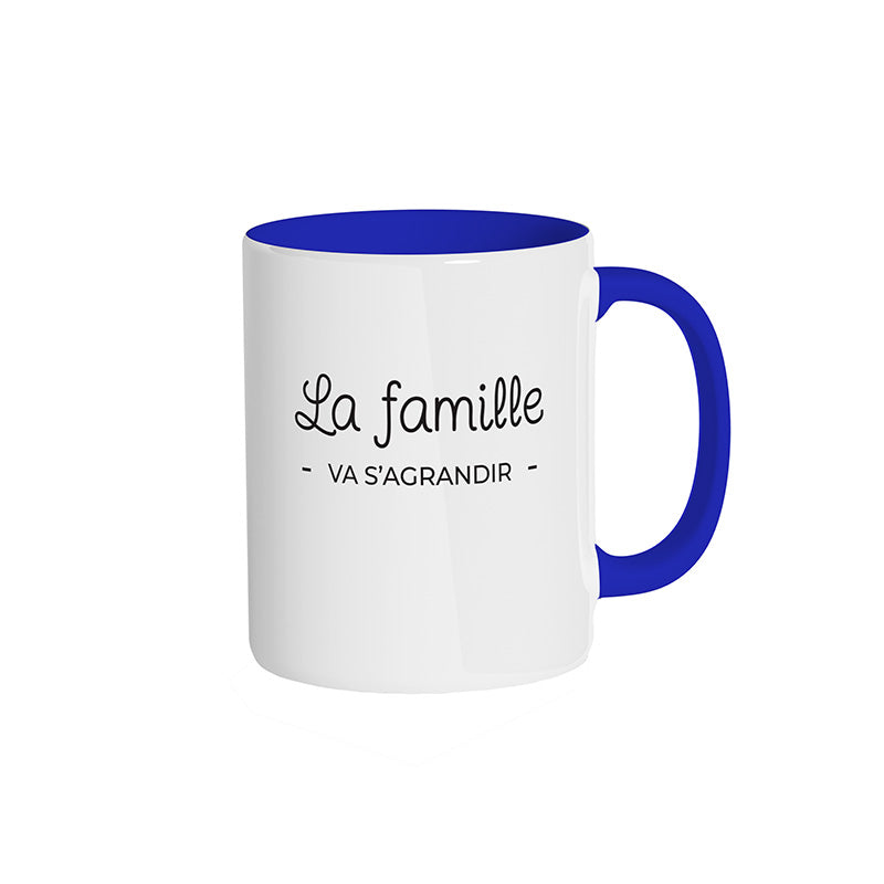 Mug bleu roi "La famille va s'agrandir"