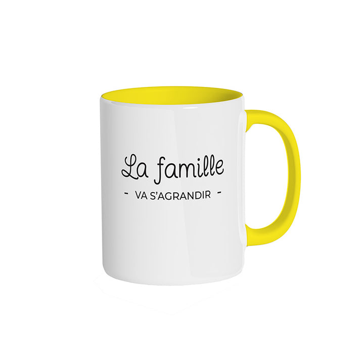 Mug jaune "La famille va s'agrandir"